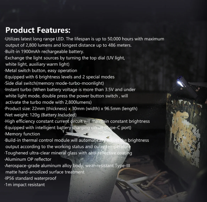 IMALENT GR36 EDC LED Taschenlampe 2800 Lumen, USB-C aufladbar, magnetisch, Clip-on