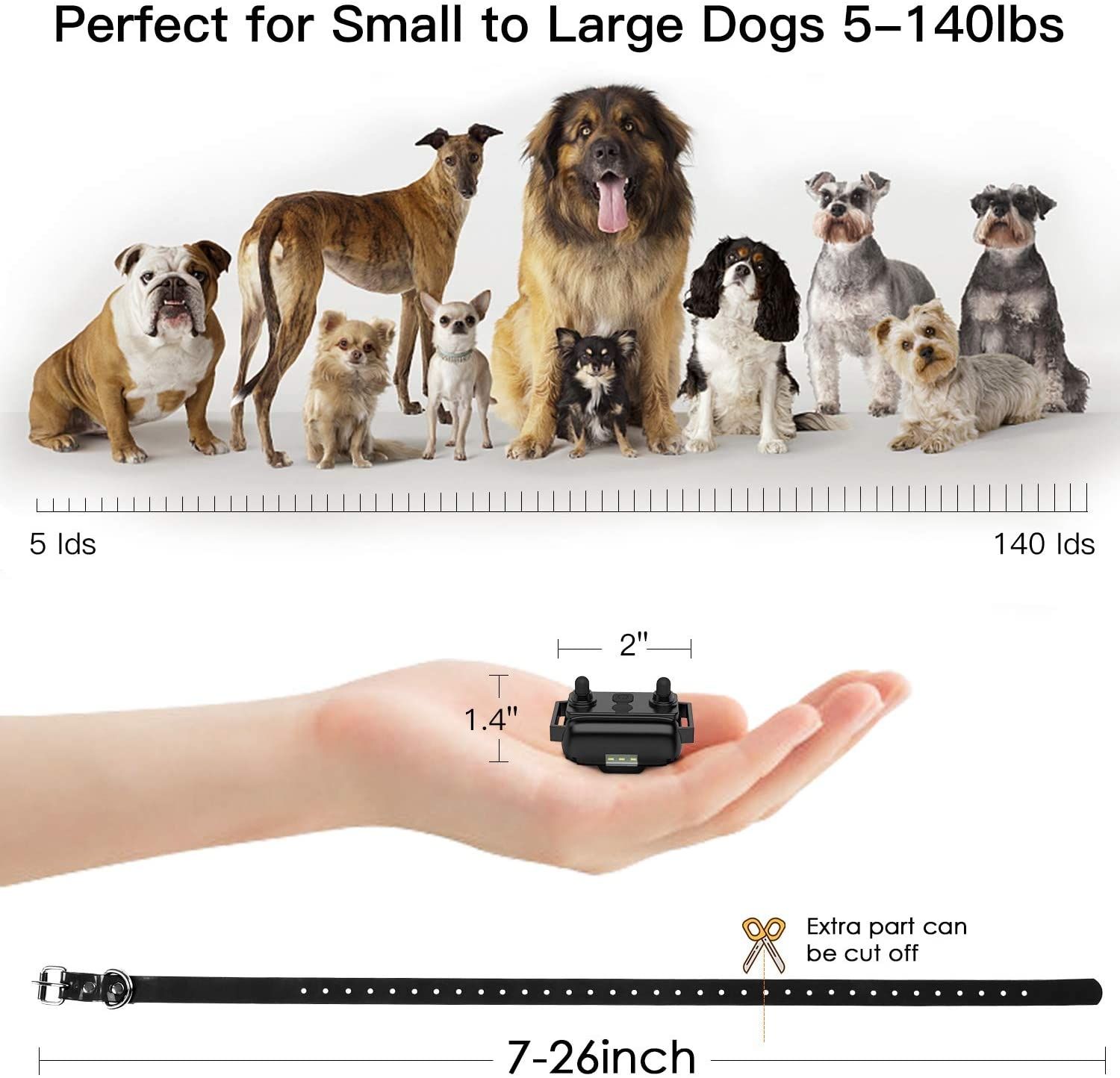 800m Elektrisches Hundetrainingshalsband mit LCD-Display, wiederaufladbares wasserdichtes Halsband, effektives Outdoor-Training