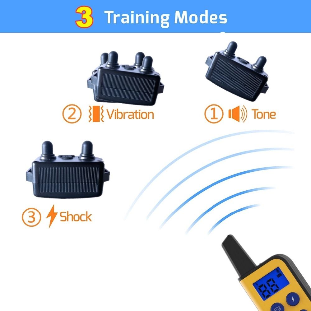 Wasserdichtes elektrisches Hundetrainingshalsband mit 1000 m Reichweite und einstellbaren Stimulationsstufen für humanes Training