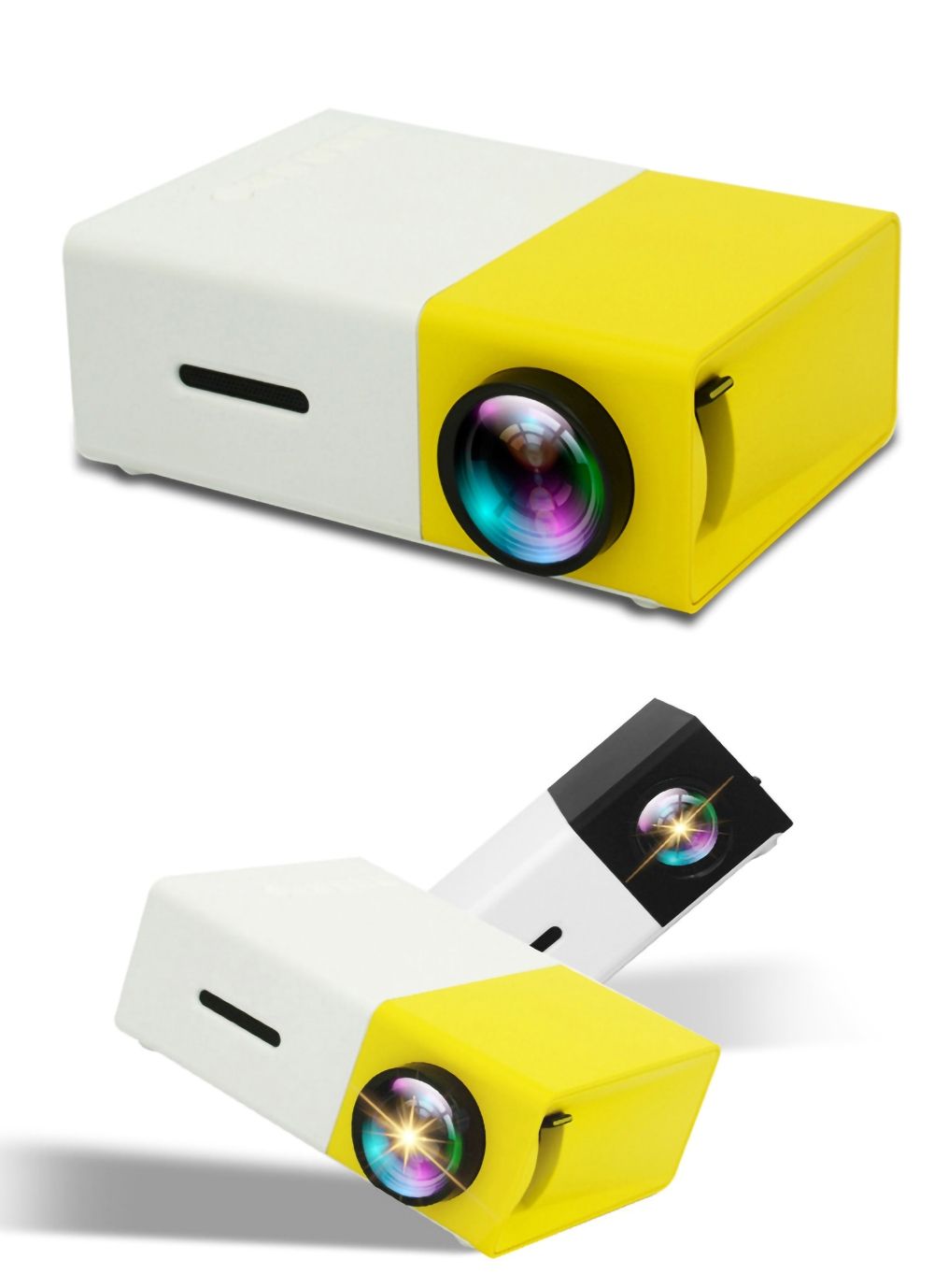 YG300 LED Mini-Projektor Kompakter tragbarer Projektor 1080P Helle Projektion für Filmabend und Gaming-Abenteuer