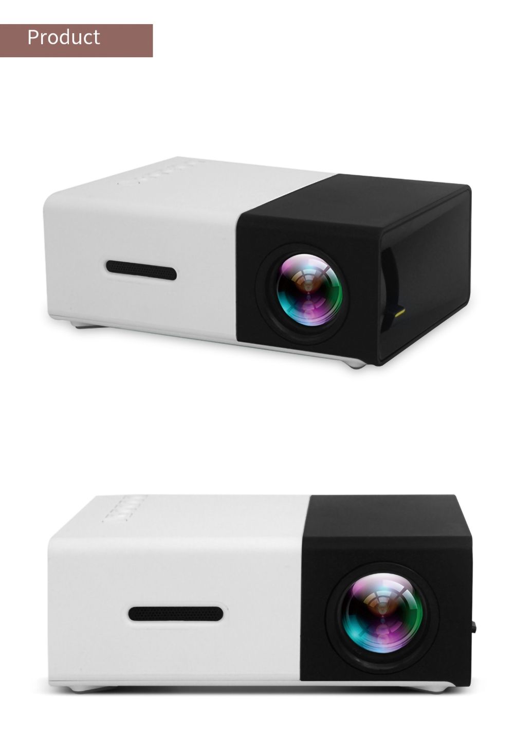YG300 LED Mini-Projektor Kompakter tragbarer Projektor 1080P Helle Projektion für Filmabend und Gaming-Abenteuer