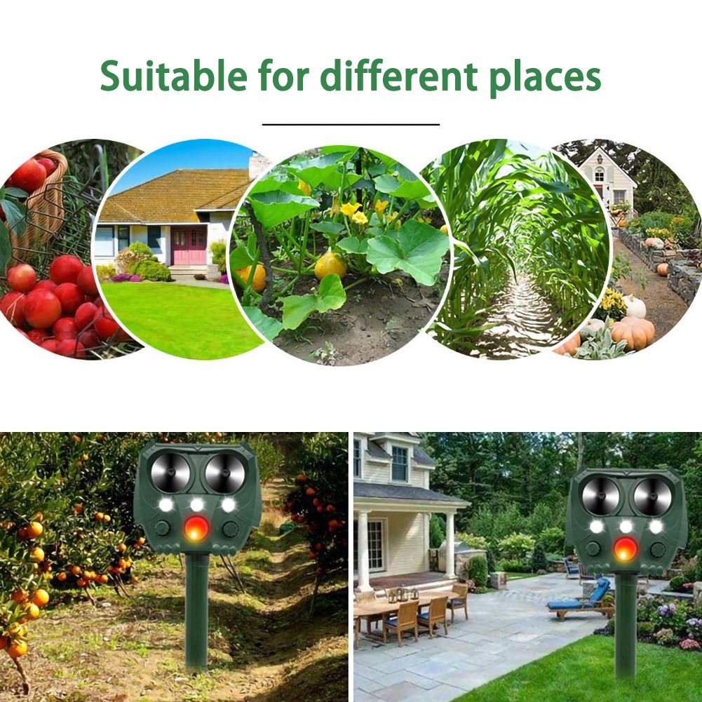Entdecken Sie den solarbetriebenen Tierabwehr Ultraschall Tiervertreiber für humane Schädlingsbekämpfung und Gartensicherheit