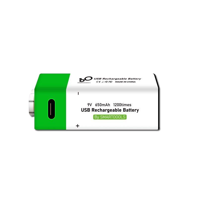 9V 6F22 650mAh USB-wiederaufladbarer Akku, umweltfreundlich, Li-Ion, Stromversorgung für Spielzeug, Mikrofon, Multimeter und mehr