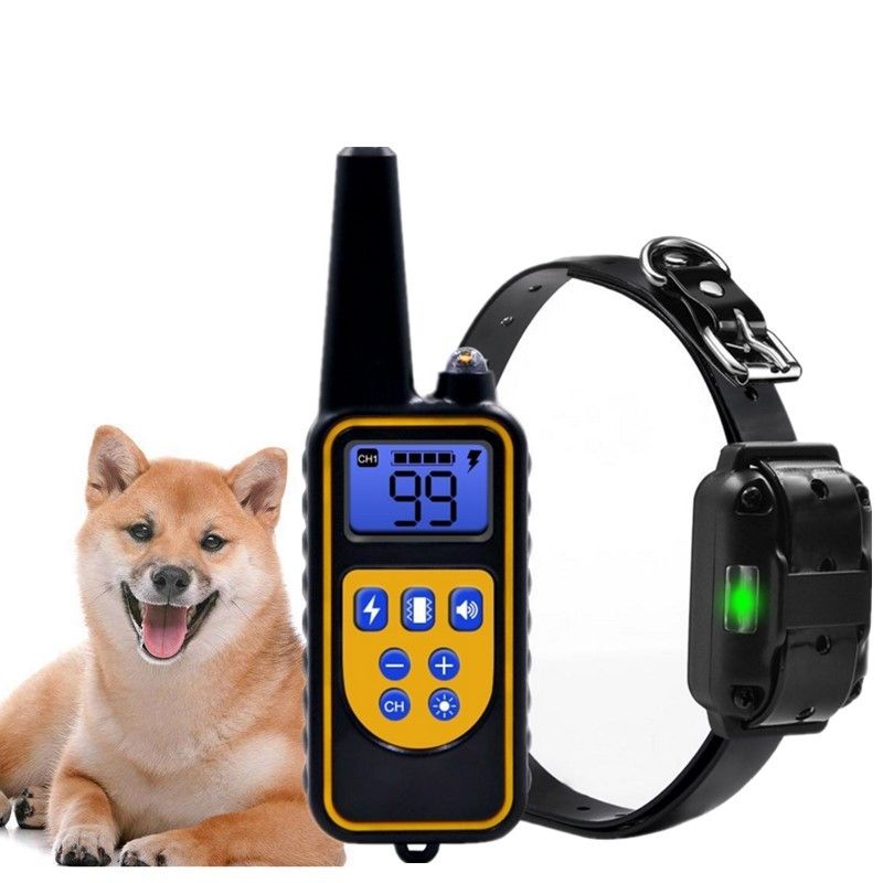 800m Elektrisches Fernbedienungs-Hundetrainingshalsband, wasserdicht, wiederaufladbar, einstellbare Stufen für Hunde aller Größen