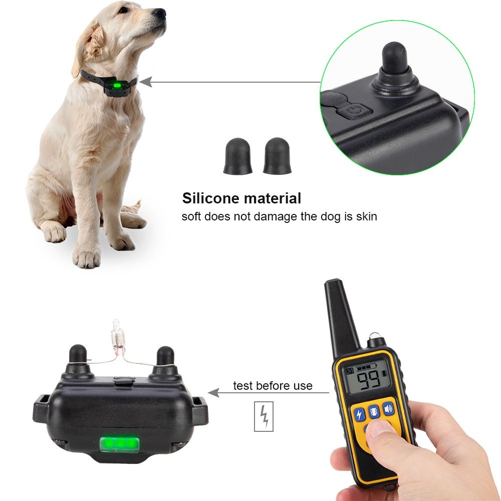 800m Elektrisches Hundetrainingshalsband, wiederaufladbar, wasserdicht, LCD-Display, einstellbare Stufen für den Hundegehorsam