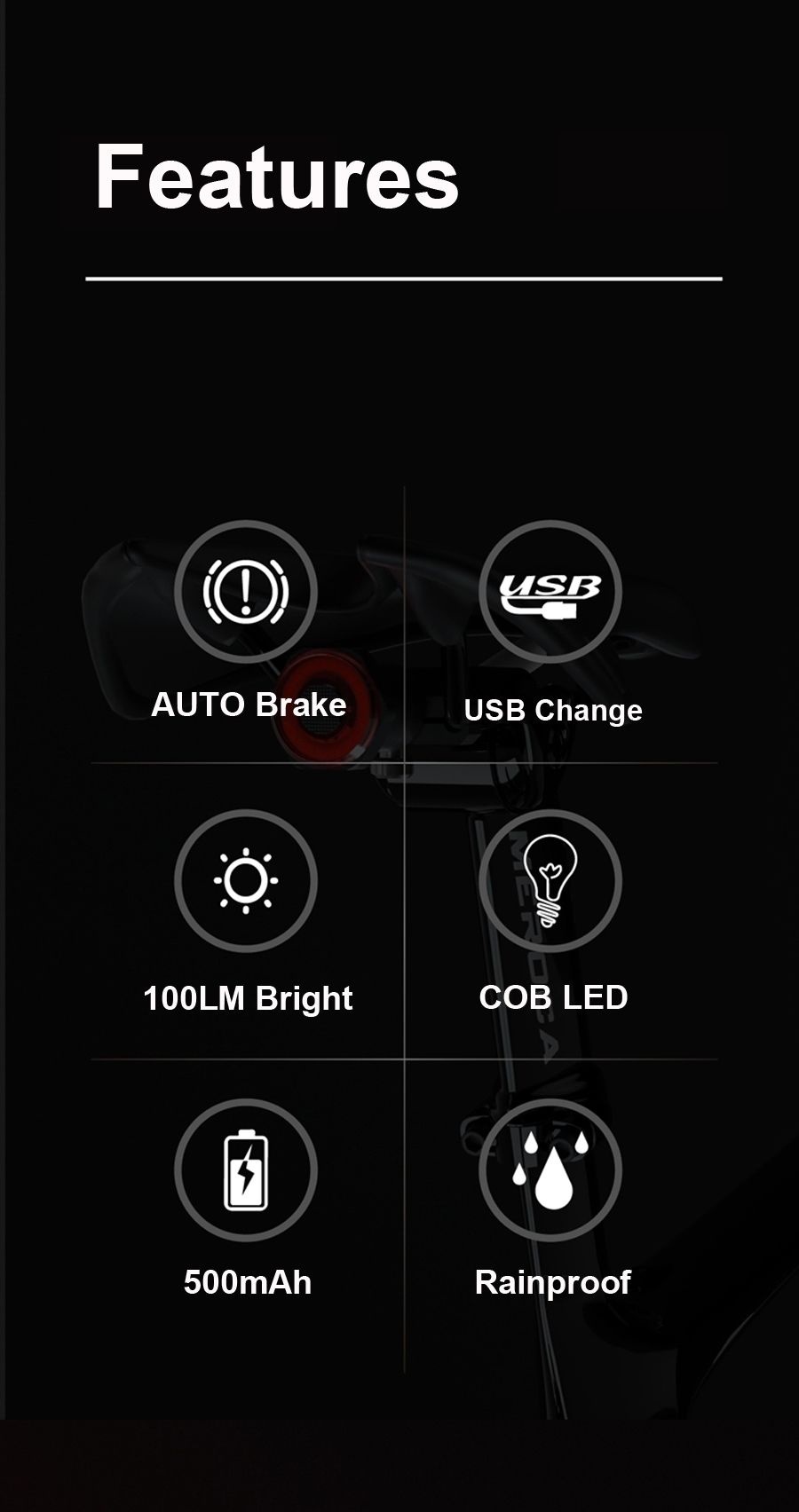 Intelligentes Fahrradrücklicht mit automatischer Start-Stopp-Bremslicht, USB-Aufladung, IPX6 wasserdicht, Fahrrad-Sicherheitslicht