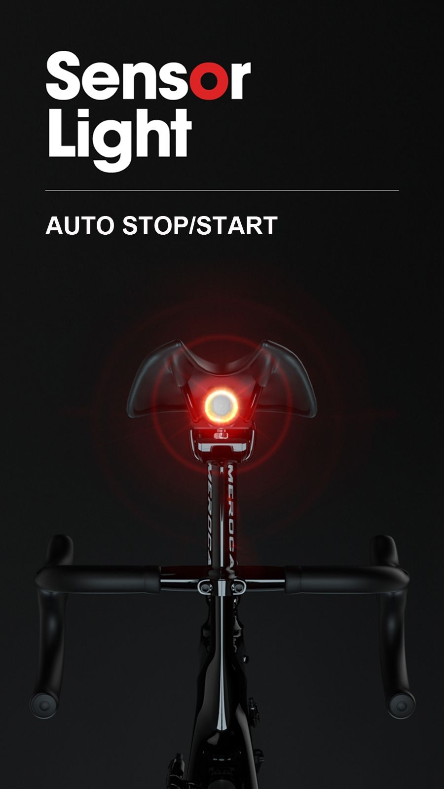 Intelligentes Fahrradrücklicht mit automatischer Start-Stopp-Bremslicht, USB-Aufladung, IPX6 wasserdicht, Fahrrad-Sicherheitslicht