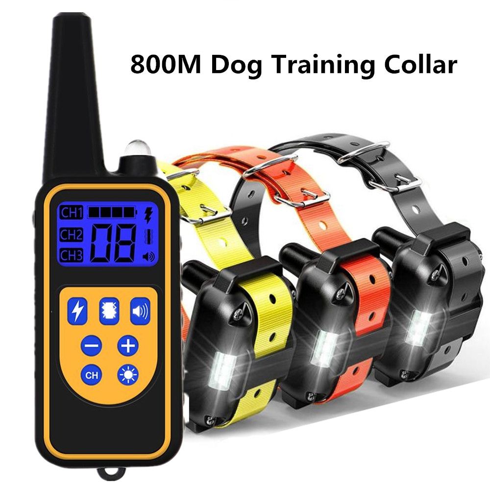 800m Elektrisches Fernbedienungs-Hundetrainingshalsband, wasserdicht, wiederaufladbar, einstellbare Stufen für Hunde aller Größen