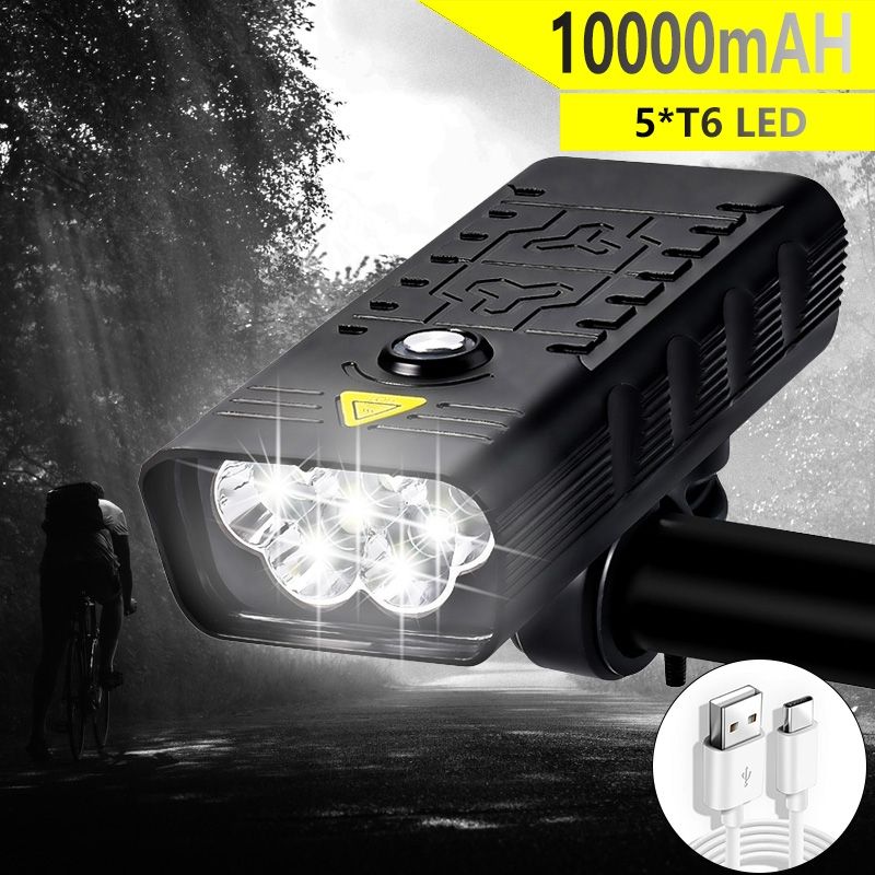 TK5 Fahrrad-Frontleuchten 5000 Lumen USB-wiederaufladbar wasserdicht superhell mit mehreren Modi fürs Radfahren