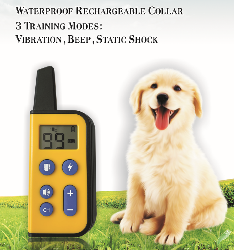 Wasserdichtes elektrisches Hundetrainingshalsband mit 1000 m Reichweite und einstellbaren Stimulationsstufen für humanes Training