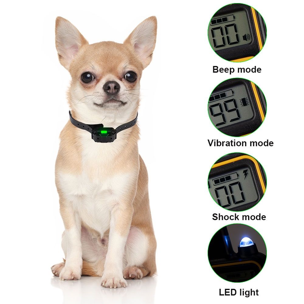 800m Elektrisches Hundetrainingshalsband, wiederaufladbar, wasserdicht, LCD-Display, einstellbare Stufen für den Hundegehorsam