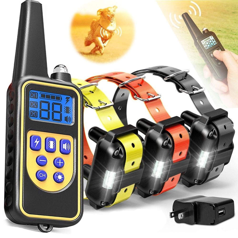 800m Elektrisches Fernbedienungs-Hundetrainingshalsband, wasserdicht, wiederaufladbar, einstellbare Stufen für Hunde aller Größen