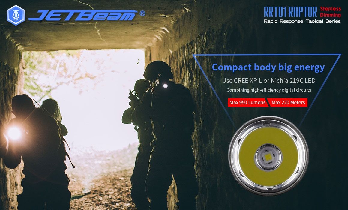 JETBeam JET-RRT01 XP-L 950 Lumen LED EDC Taschenlampe Langlebige Außenbeleuchtung für Camping Wandern