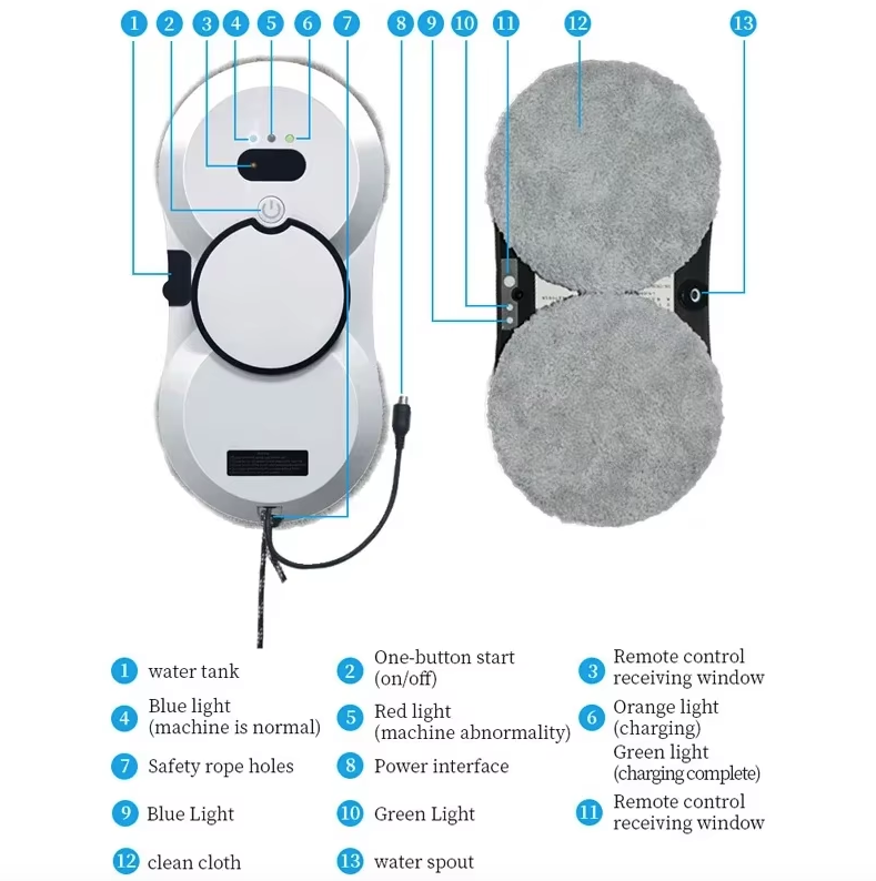 Fensterreinigungsroboter mit intelligenter Technologie, automatischer Wasserzerstäubung und 5600 Pa Saugkraft für mühelose, schlierenfreie Fenster