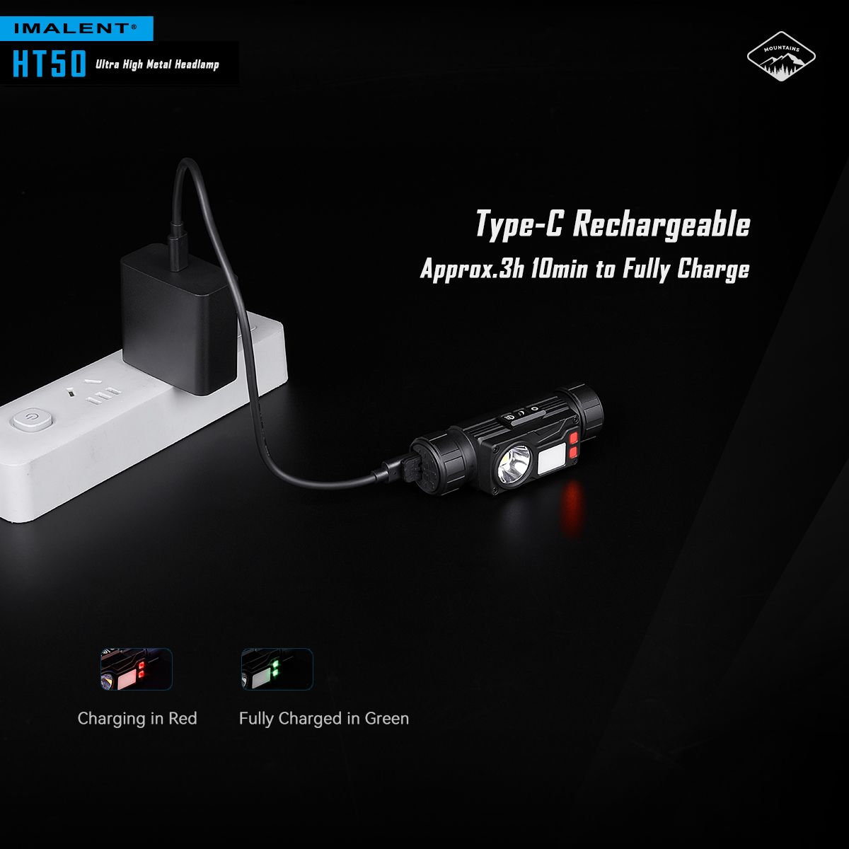 IMALENT HT50 LED-Stirnlampe mit doppelte Lichtquellen wiederaufladbare Stirnlampe für Camping und Outdoor-Abenteuer