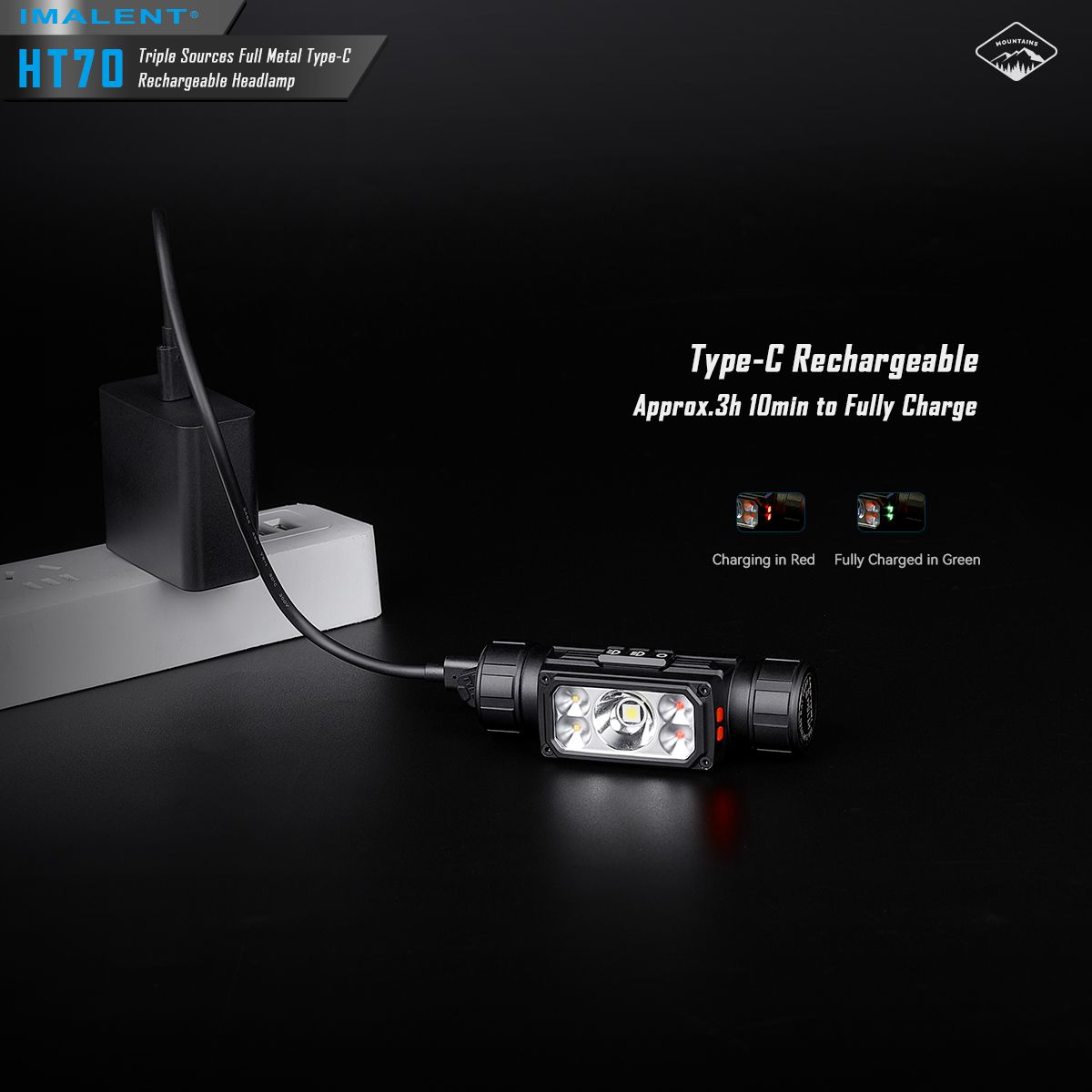 IMALENT HT70 Stirnlampe drei Lichtquellen 3500 Lumen ergonomisches Design vielseitige Betriebsmodi robust