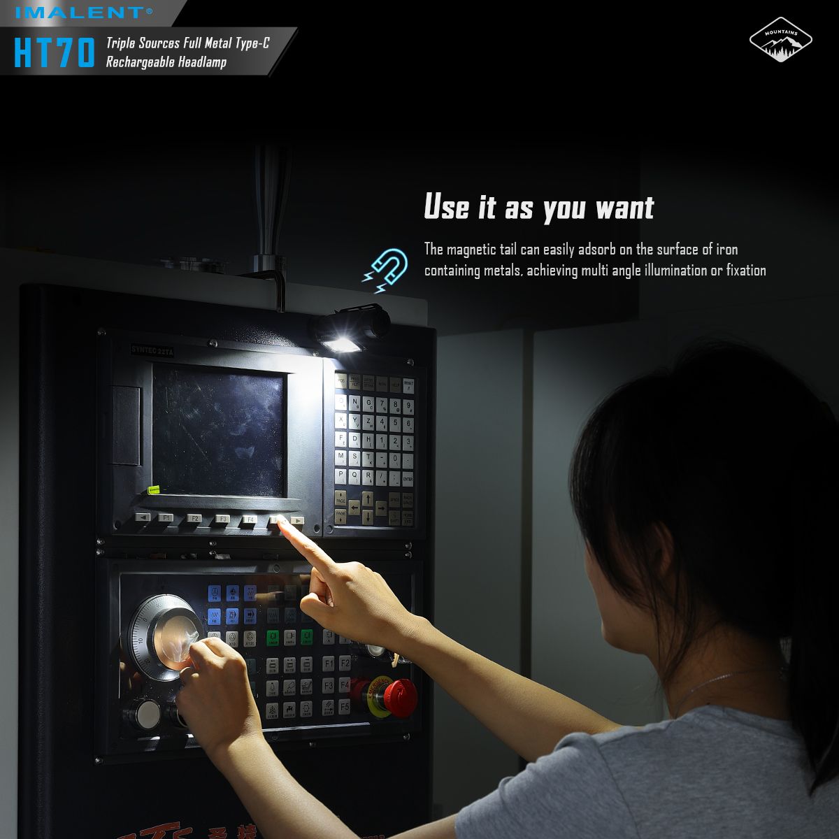 IMALENT HT70 Stirnlampe drei Lichtquellen 3500 Lumen ergonomisches Design vielseitige Betriebsmodi robust