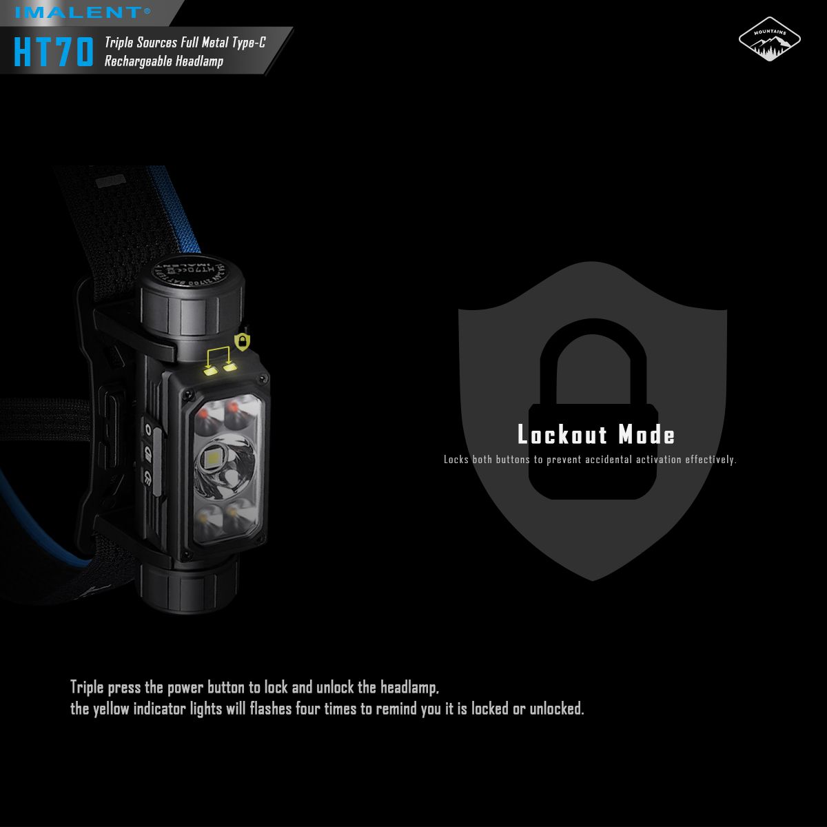 IMALENT HT70 Stirnlampe drei Lichtquellen 3500 Lumen ergonomisches Design vielseitige Betriebsmodi robust