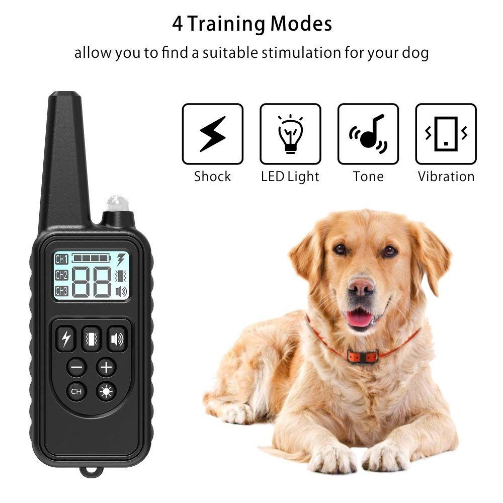 800m Elektrisches Hundetraining-Halsband, Haustier-Fernbedienung, wasserdicht, wiederaufladbar, LCD-Anzeige, Schock, Vibration, Ton
