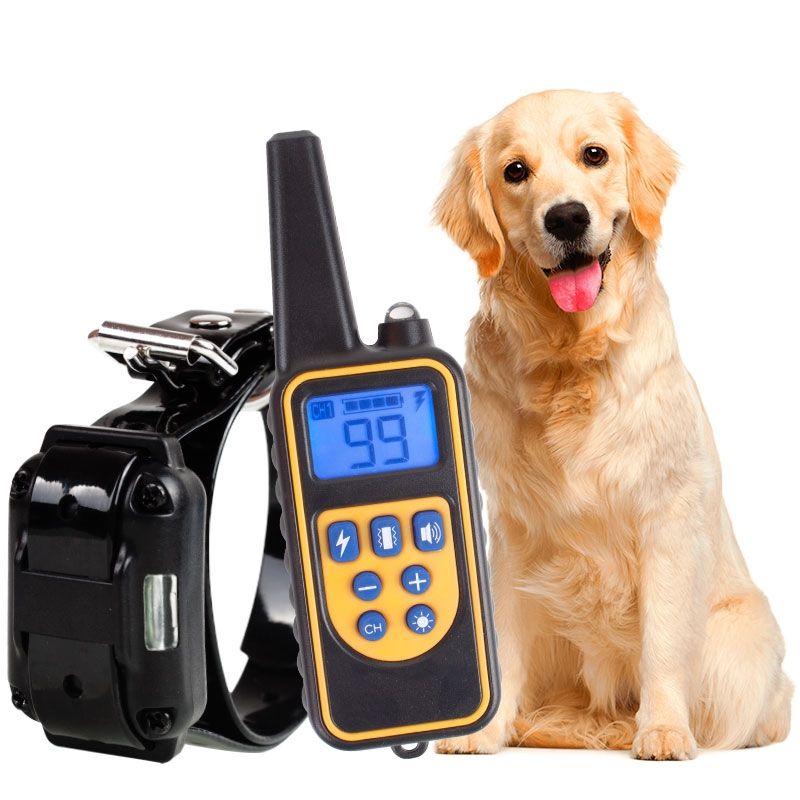 800m Elektrisches Hundetrainingshalsband, wiederaufladbar, wasserdicht, LCD-Display, einstellbare Stufen für den Hundegehorsam