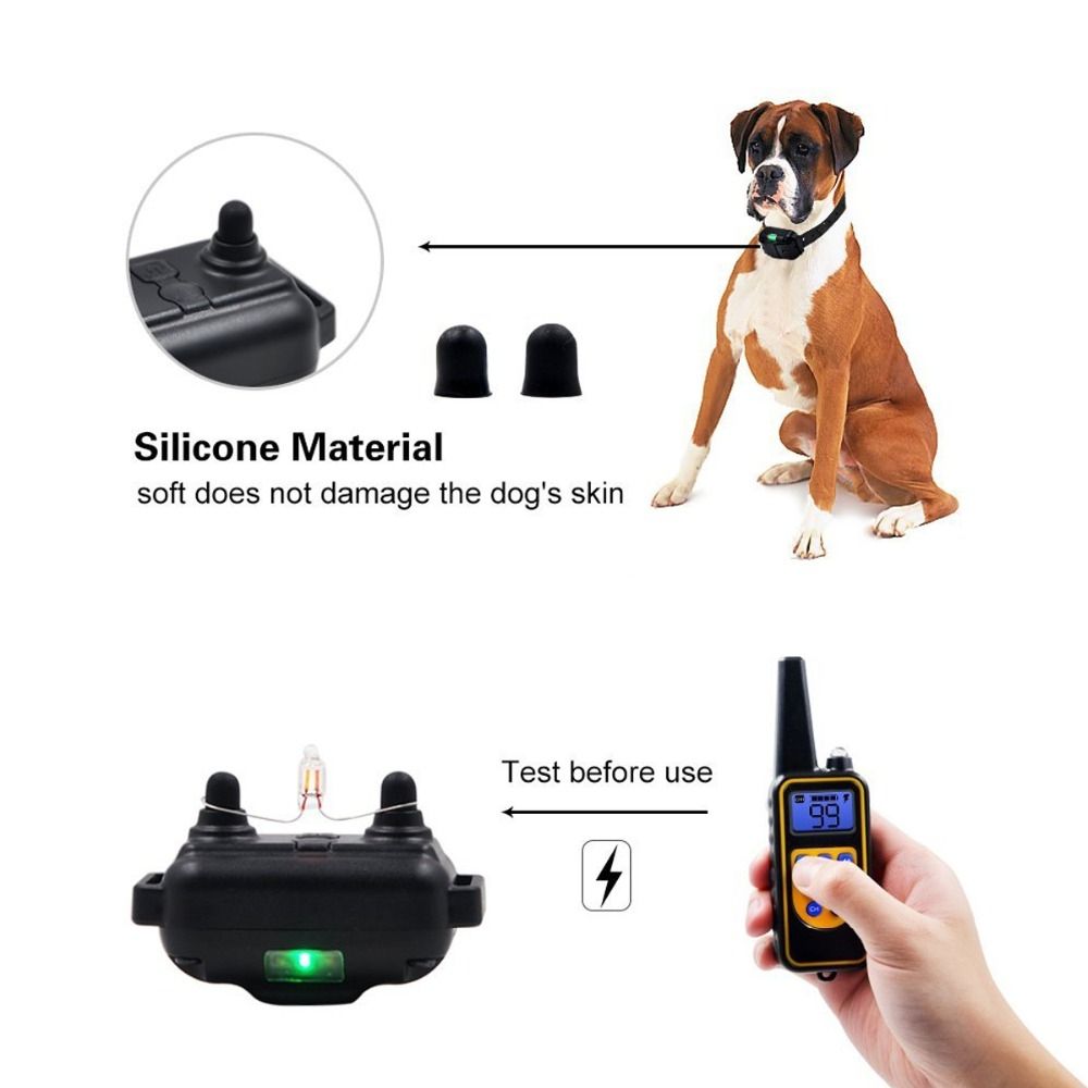 800m Elektrisches Fernbedienungs-Hundetrainingshalsband, wasserdicht, wiederaufladbar, einstellbare Stufen für Hunde aller Größen