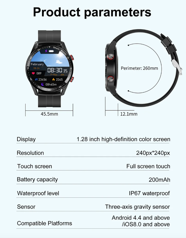 HW20 ECG+PPG Bluetooth-Anruf Smartwatch