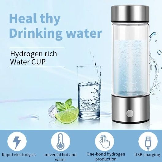 Tragbarer Wasserstoffgenerator Wasserbecher 420 ml Borosilikatglas für Gesundheit Zellgesundheit und Flüssigkeitszufuhr
