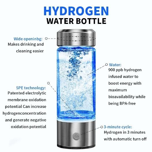 Tragbarer Wasserstoffgenerator Wasserbecher 420 ml Borosilikatglas für Gesundheit Zellgesundheit und Flüssigkeitszufuhr