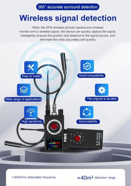 K19 Kabelloser HF-Signaldetektor GPS-Tracker Kompaktes Sicherheitsgerät für Privatsphärenschutz und Überwachungserkennung