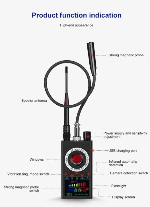 K19 Kabelloser HF-Signaldetektor GPS-Tracker Kompaktes Sicherheitsgerät für Privatsphärenschutz und Überwachungserkennung