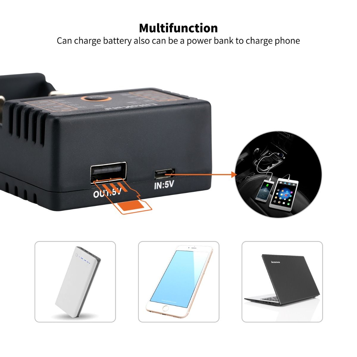 Liitokala Lii-202 Smart-Ladegerät für 18650 26650 21700 NiMH Lithium-Akkus mit zwei Kanälen und USB-Ausgang