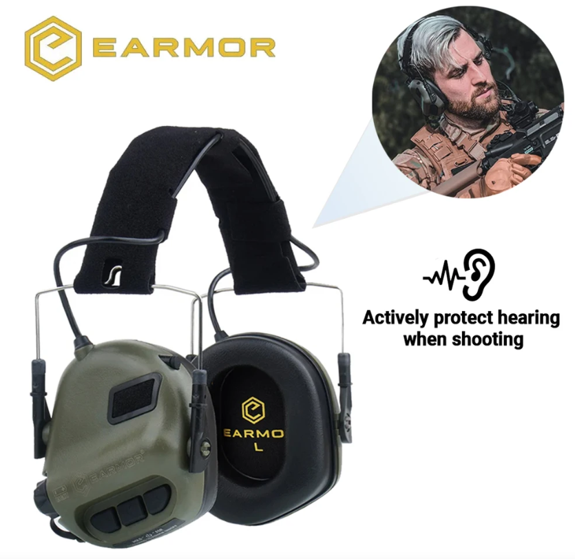 EARMOR M31 MOD4 Taktischer elektronischer Schießgehörschutz, Lärmschutzkopfhörer für die Jagd mit bequemen Ohrpolstern