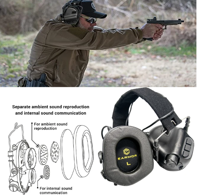 EARMOR M31 MOD4 Taktischer elektronischer Schießgehörschutz, Lärmschutzkopfhörer für die Jagd mit bequemen Ohrpolstern