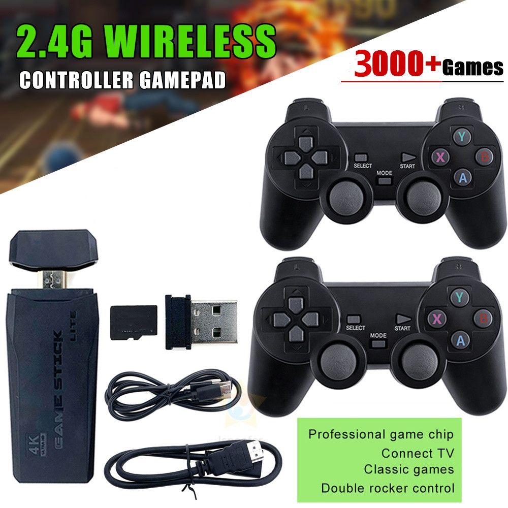 Retro Gaming Konsole 2.4G Doppelter Drahtlos-Controller 10.000 Spiele 64GB PS1 GBA Klassiker 4K Weihnachtsgeschenk