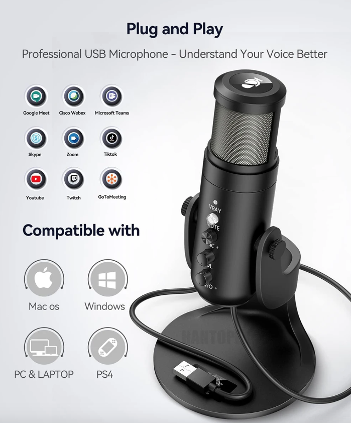 MU900PRO RGB USB Mikrofon für Streaming mit dynamischer RGB-Beleuchtung und Nierencharakteristik für hohe Klangqualität