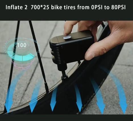 A2 Mini Elektrische Luftpumpe Kabellos Tragbar Fahrrad-Inflator Presta Schrader Ventil Leichtes Fahrradzubehör