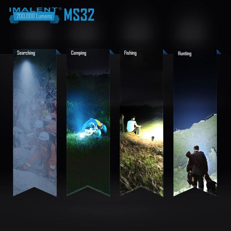 IMALENT MS32 200000 Lumen LED Taschenlampe Hochleistungstaschenlampe für Abenteuerbeleuchtung und Nachtschichtarbeit