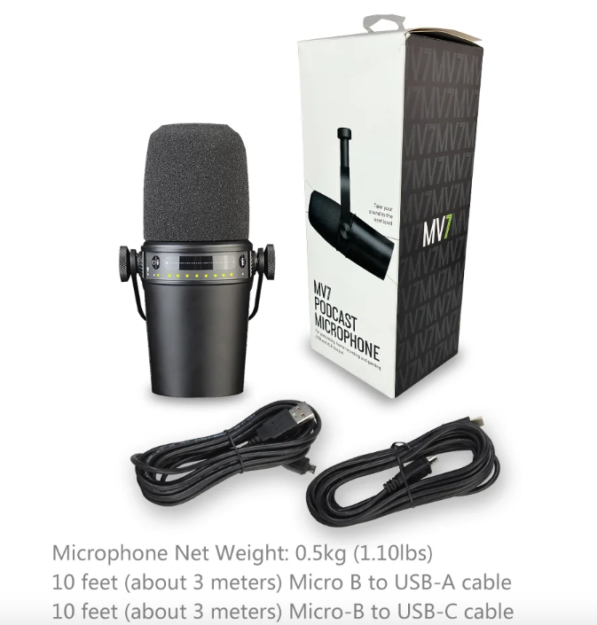 MV7 Professionelles Dynamisches Mikrofon für Podcasting, Live-Streaming und hochwertige Tonaufnahmen