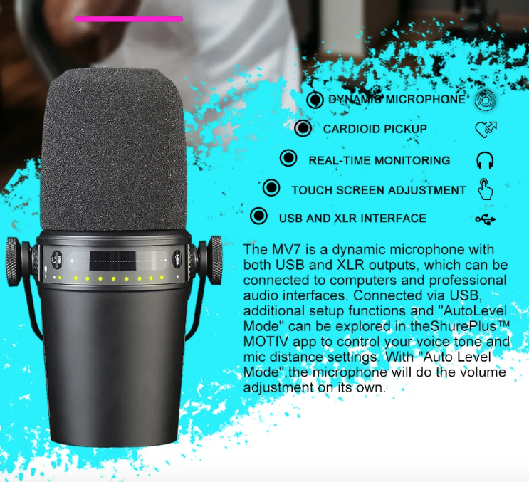 MV7 Professionelles Dynamisches Mikrofon für Podcasting, Live-Streaming und hochwertige Tonaufnahmen