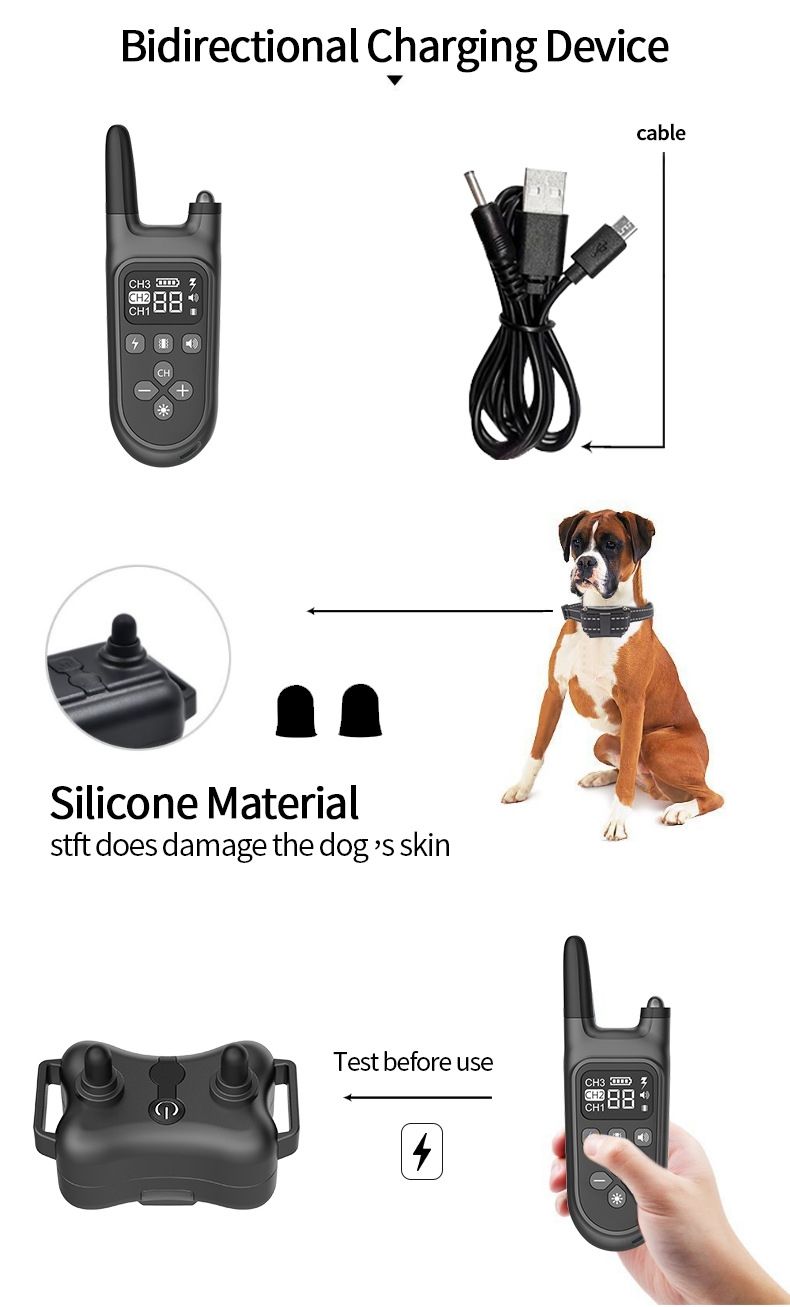 Neues 800m Elektro-Hundetrainingshalsband wasserdicht wiederaufladbar mit Fernbedienung für humanes Hundetraining