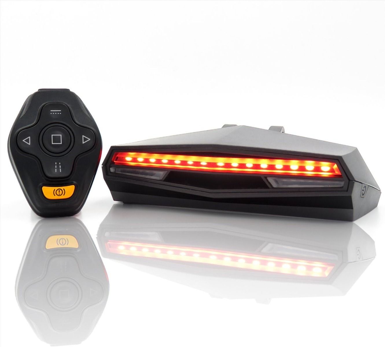 Sicher unterwegs! Ampulla C1 LED Fahrrad Rücklicht mit Laser Fahrspur, Blinker & Fernbedienung, wiederaufladbar.