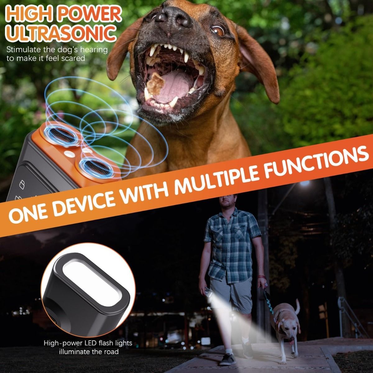 Bark Guard Anti-Bell-Gerät für Hunde, Hunde-Bell-Abschreckgeräte können schlechtes Verhalten stoppen mit HD-Display und LED-Taschenlampe