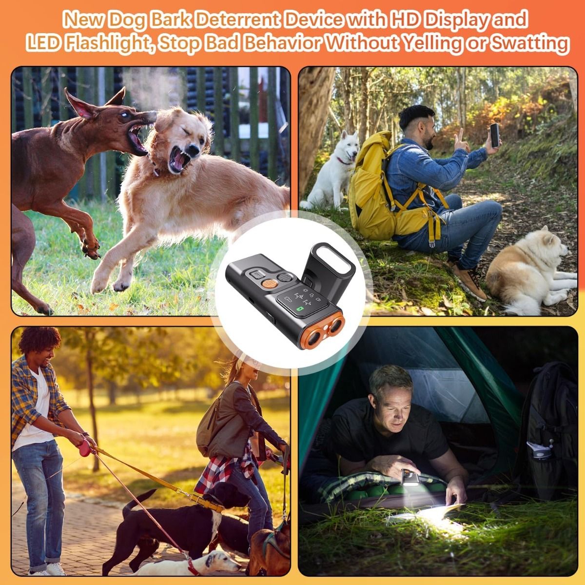 Bark Guard Anti-Bell-Gerät für Hunde, Hunde-Bell-Abschreckgeräte können schlechtes Verhalten stoppen mit HD-Display und LED-Taschenlampe