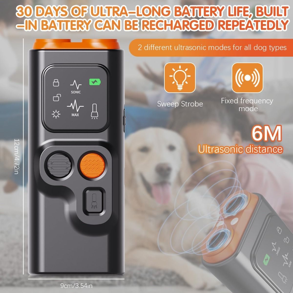 Bark Guard Anti-Bell-Gerät für Hunde, Hunde-Bell-Abschreckgeräte können schlechtes Verhalten stoppen mit HD-Display und LED-Taschenlampe