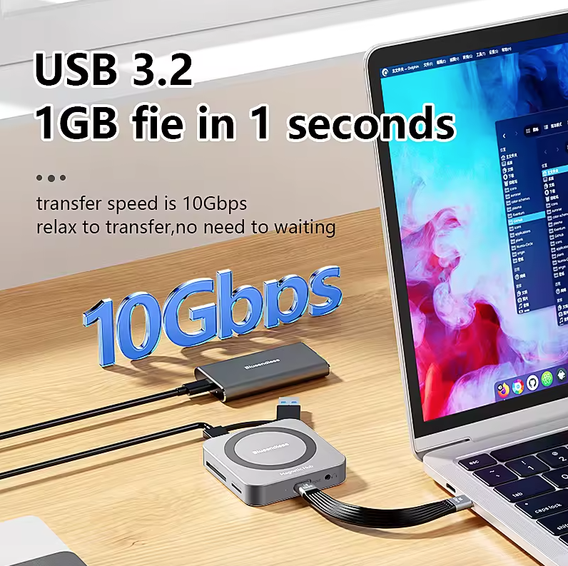 Blueendless M.2-Magnet-Dockingstationen, NVMe-SSD-Gehäuse, HDMI-High-Definition-Type-C-3.2-Schnelllade-Laptop-Konverter