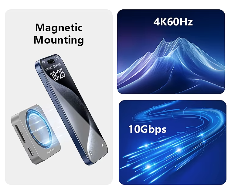 Blueendless M.2-Magnet-Dockingstationen, NVMe-SSD-Gehäuse, HDMI-High-Definition-Type-C-3.2-Schnelllade-Laptop-Konverter