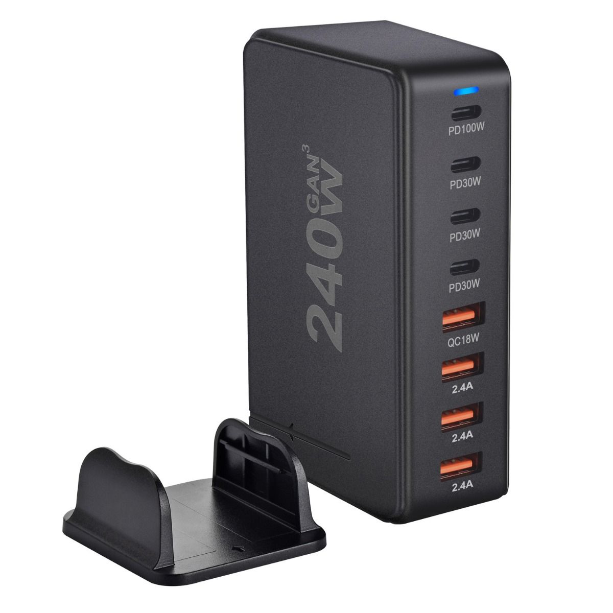 240W Desktop-GaN-Ladegerät 8-Port USB Typ C PD Schnellladung Mobil-Ladegerät Smart-Technologie Multi-Geräte-Hub