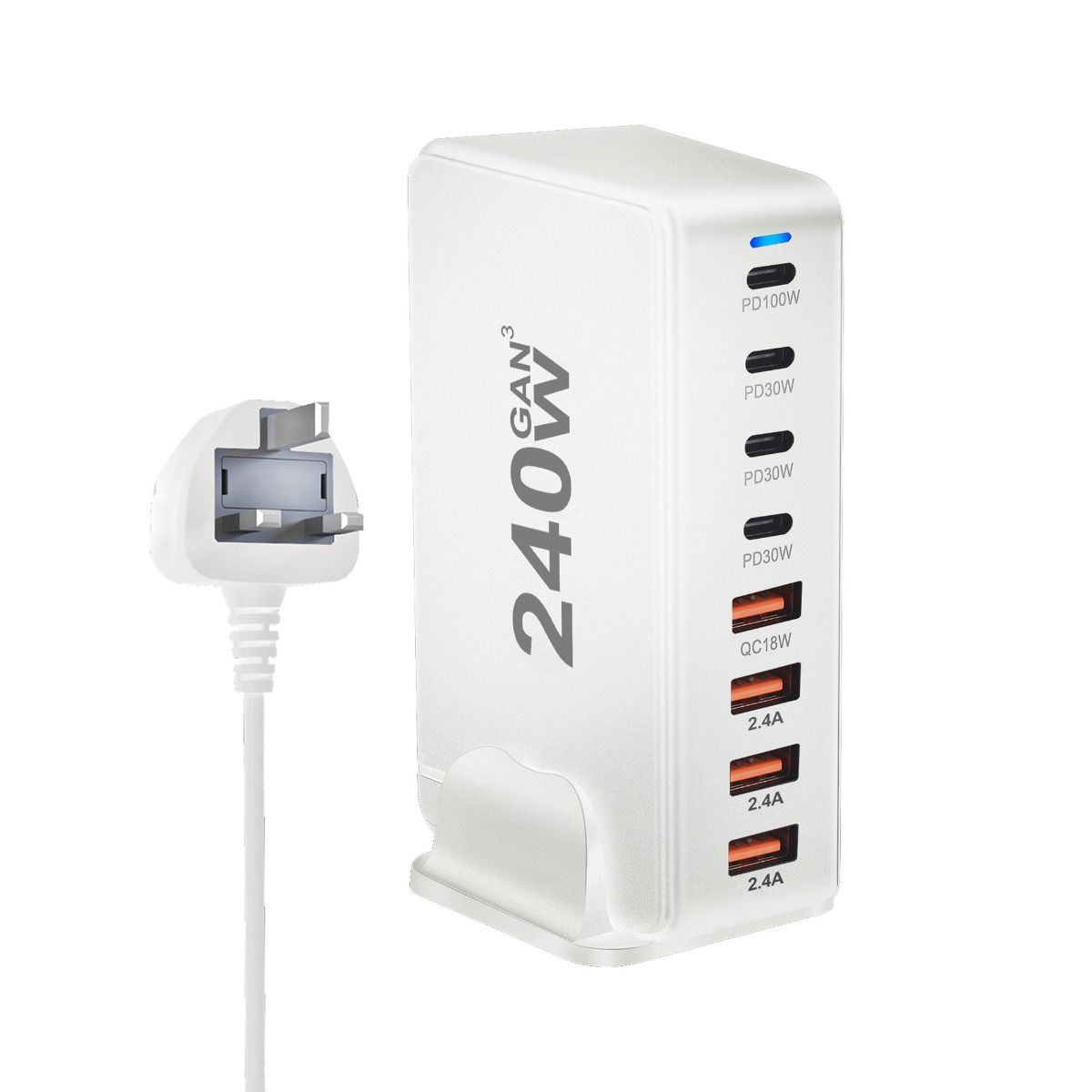 240W Desktop-GaN-Ladegerät 8-Port USB Typ C PD Schnellladung Mobil-Ladegerät Smart-Technologie Multi-Geräte-Hub