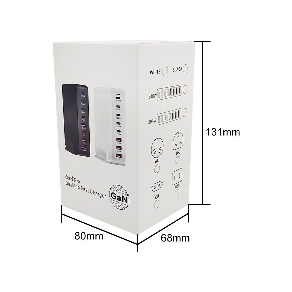 240W Desktop-GaN-Ladegerät 8-Port USB Typ C PD Schnellladung Mobil-Ladegerät Smart-Technologie Multi-Geräte-Hub