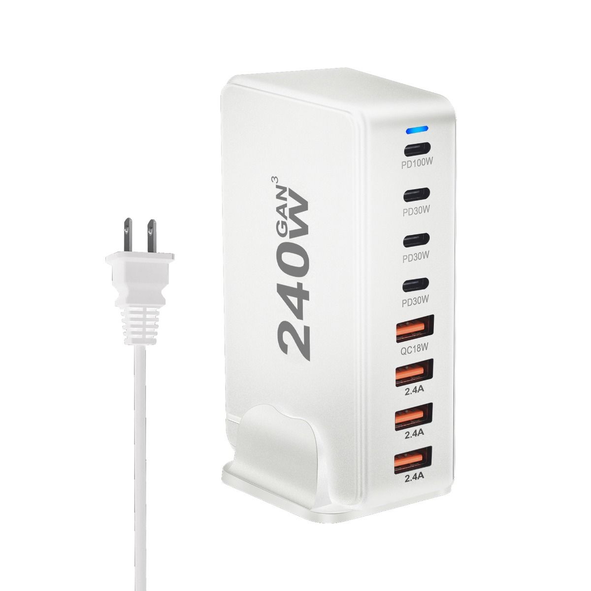 240W Desktop-GaN-Ladegerät 8-Port USB Typ C PD Schnellladung Mobil-Ladegerät Smart-Technologie Multi-Geräte-Hub